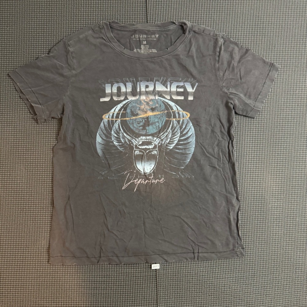 Journey 1980 Departure US Tour Band T-Shirt Charcoal Gray Distressed Medium